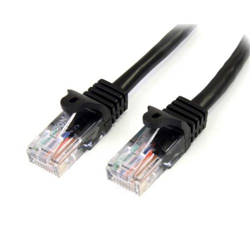 Cable de Red de 0,5m Negro Cat5e Ethernet RJ45 sin Enganches