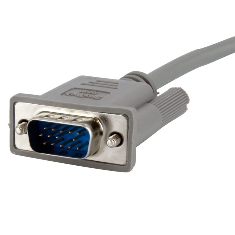 Cable de Video 1,8m para Monitor VGA HD15 Macho a Macho Gris - Imagen 2