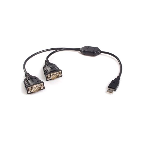 Cable Adaptador de 0,3m USB a 2 puertos Serial RS232 DB9