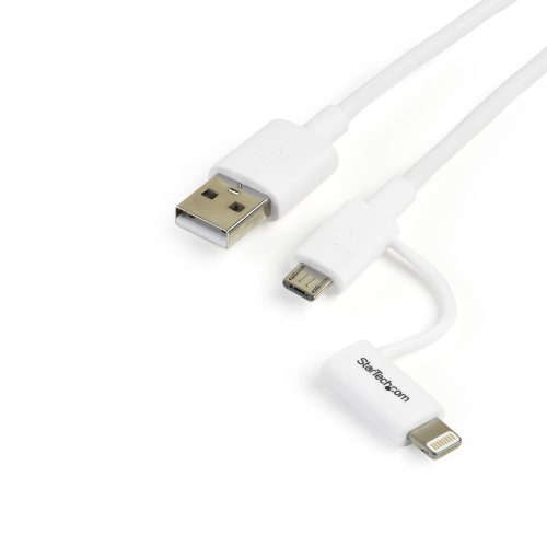 Cable Adaptador 1m Lightning o Micro USB a USB iPhone Blanco