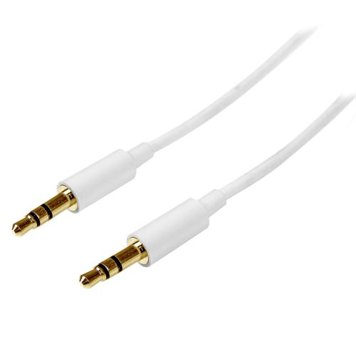 Cable blanco y delgado de audio estéreo de 3,5 mm - M/M
