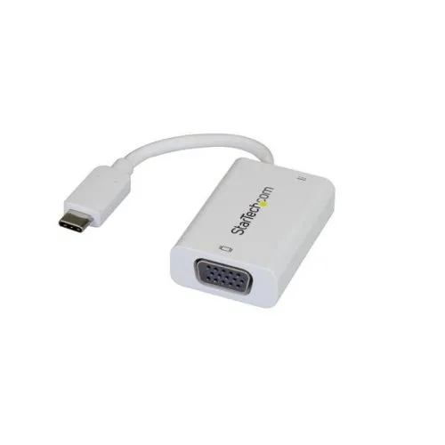 Adaptador Gráfico USB-C a VGA con Entrega de Potencia Blanco