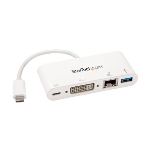 Adaptador USB-C Docking Station DVI GbE USB