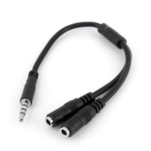 Adaptador MiniJack Auriculares Mic 4 pin a 2x Hembra 3 pin