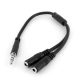 Adaptador MiniJack Auriculares Mic 4 pin a 2x Hembra 3 pin