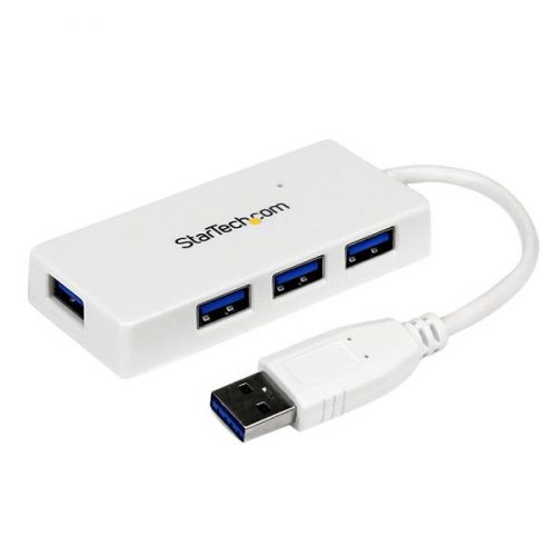 Mini concentrador USB 3.0 de 4 puertos - Blanco