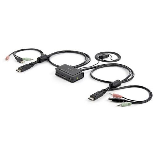 Conmutador Switch KVM 2 puertos DisplayPort DP USB Audio