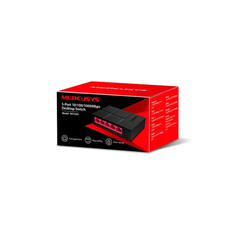 Switch Mercusys Ms105g 10/100/1000 Mbps De 5 Puertos - Imagen 4