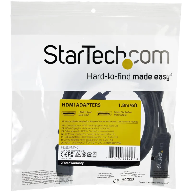 Cable HDMI a DisplayPort 2 mts 4K 30 Hz Alimentado por USB - Imagen 7