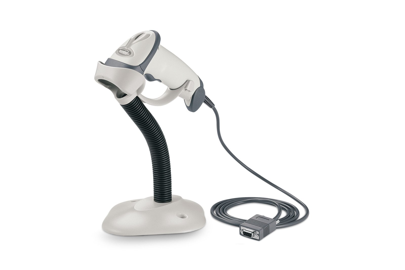 Lector Láser 1D Zebra LS2208 Blanco con Stand y Cable Keyboard Wedge